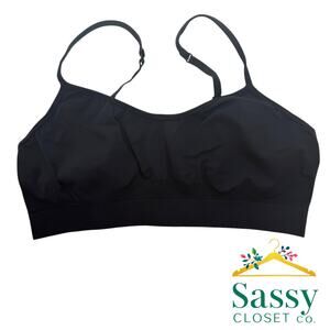 Athleta Sports Bra L Black Adjustable Straps Removable Pads Workout Gym EUC